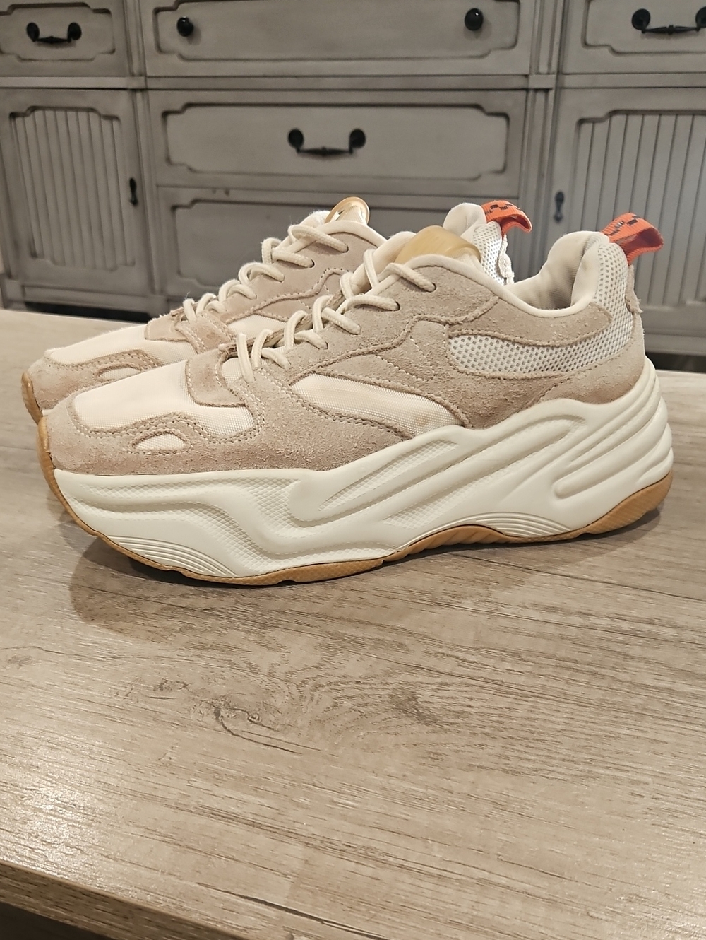 Zara Neutral Chunky Platform Sneakers - Women 36